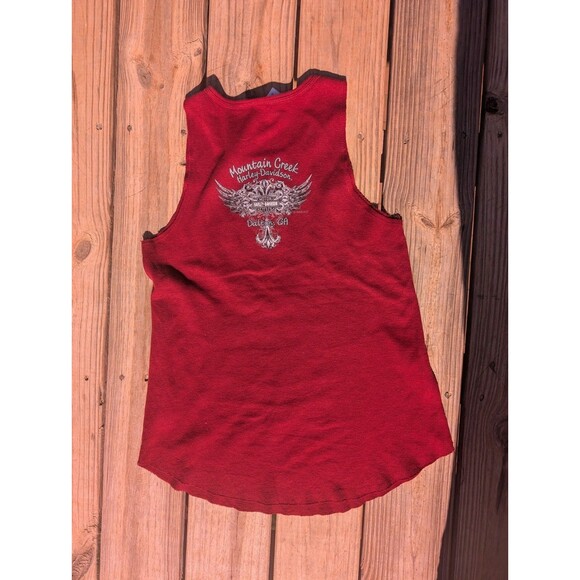 Harley Davidson Women's Burgundy Tank Medium Studded Biker Chic - Picture 5 of 5